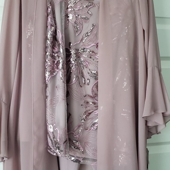 NWT: Oleg Cassini Mauve lace chiffon three piece pantsuit Size 20 - Picture 14 of 14